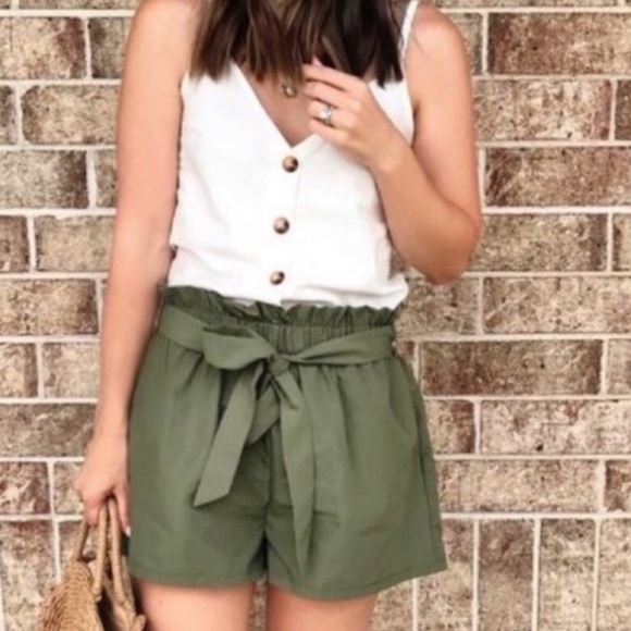 Pants - Stretchy Tie Front Shorts